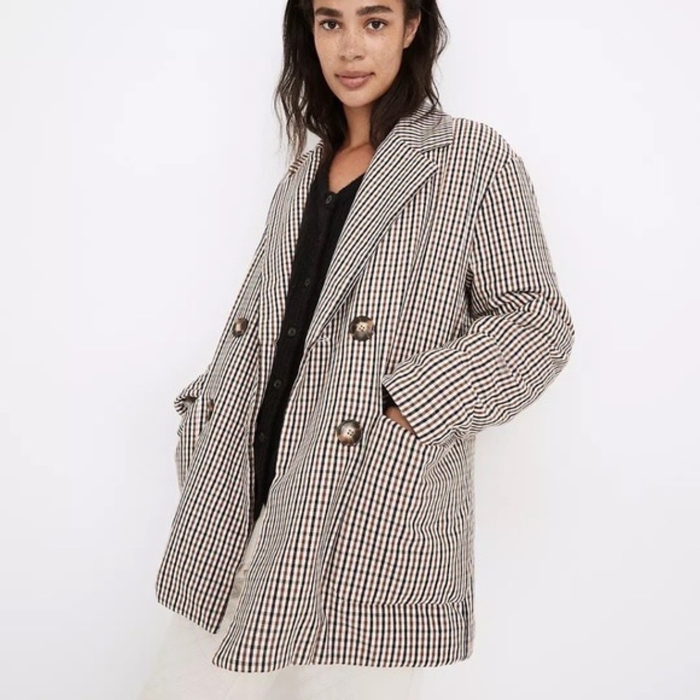 NWT Madewell Padded Plaid Blazer Jacket
